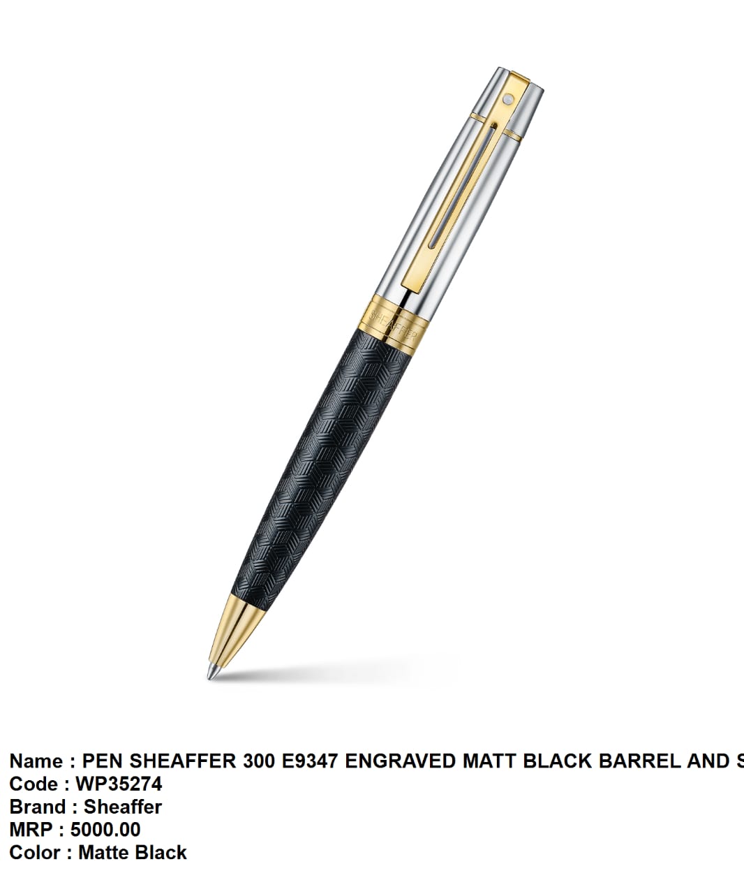 Pen sheaffer 300 E9347 engraved matt black barrel 